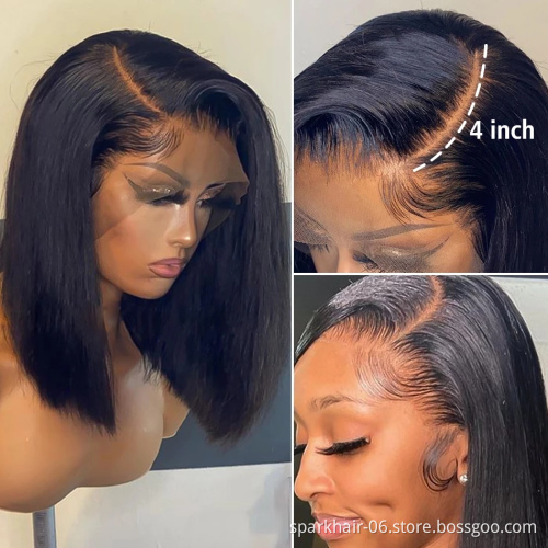 Wholesale Transparent Lace Front Wig Short Bob Lace Wigs For Black Women Brazilian Virgin Human Cuticle Aligned Hair Wigs